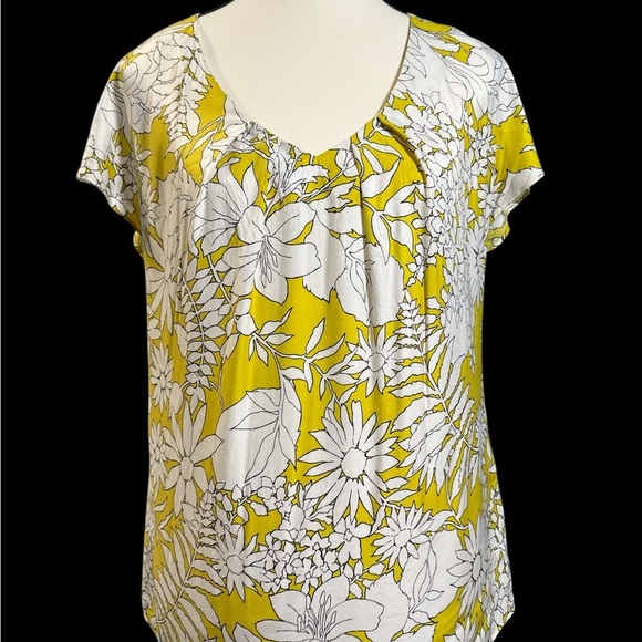 Boden Yellow and White Cap Sleeve Blouse-Silk Blend - Picture 2 of 8